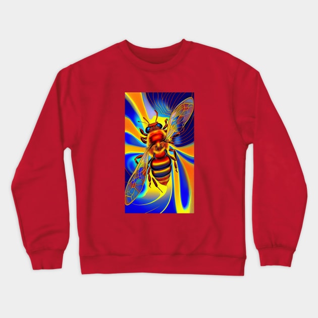 Abstract Honey Bee Image in Trippy Bright Vivid Colors Crewneck Sweatshirt by Bee-Fusion